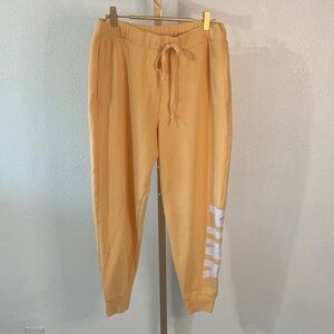 PINK- Orange sweat Joggers with White Logo- Large